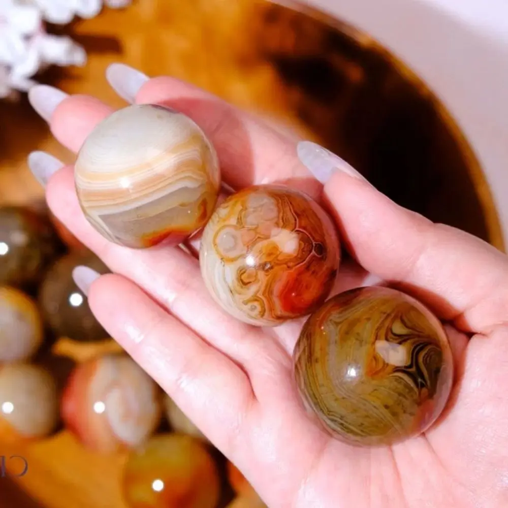 0.984-1.57inch Natural Sardonyx Agate Sphere Irregular Striped Onyx Mineral Gemstone Crystal Polished Ball Reiki Healing Gift