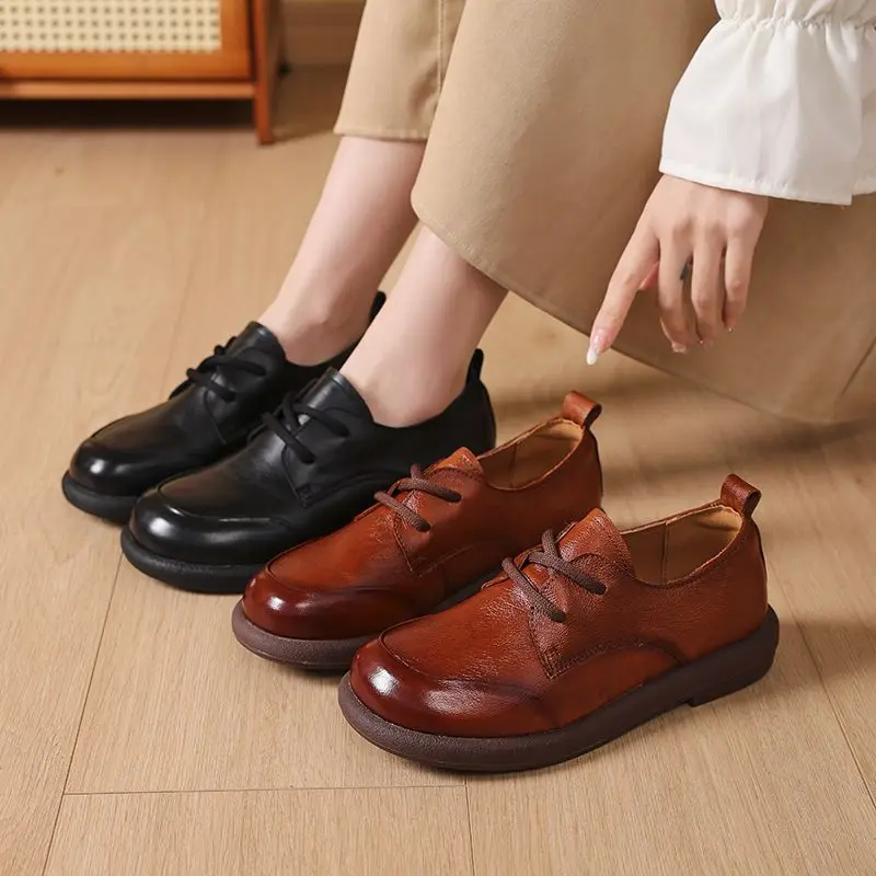 

2026 новые оригинальные женские туфли-оксфорды из коровьей кожи на шнуровке, женские весенние роскошные лоферы, женские мокасины с широким носком