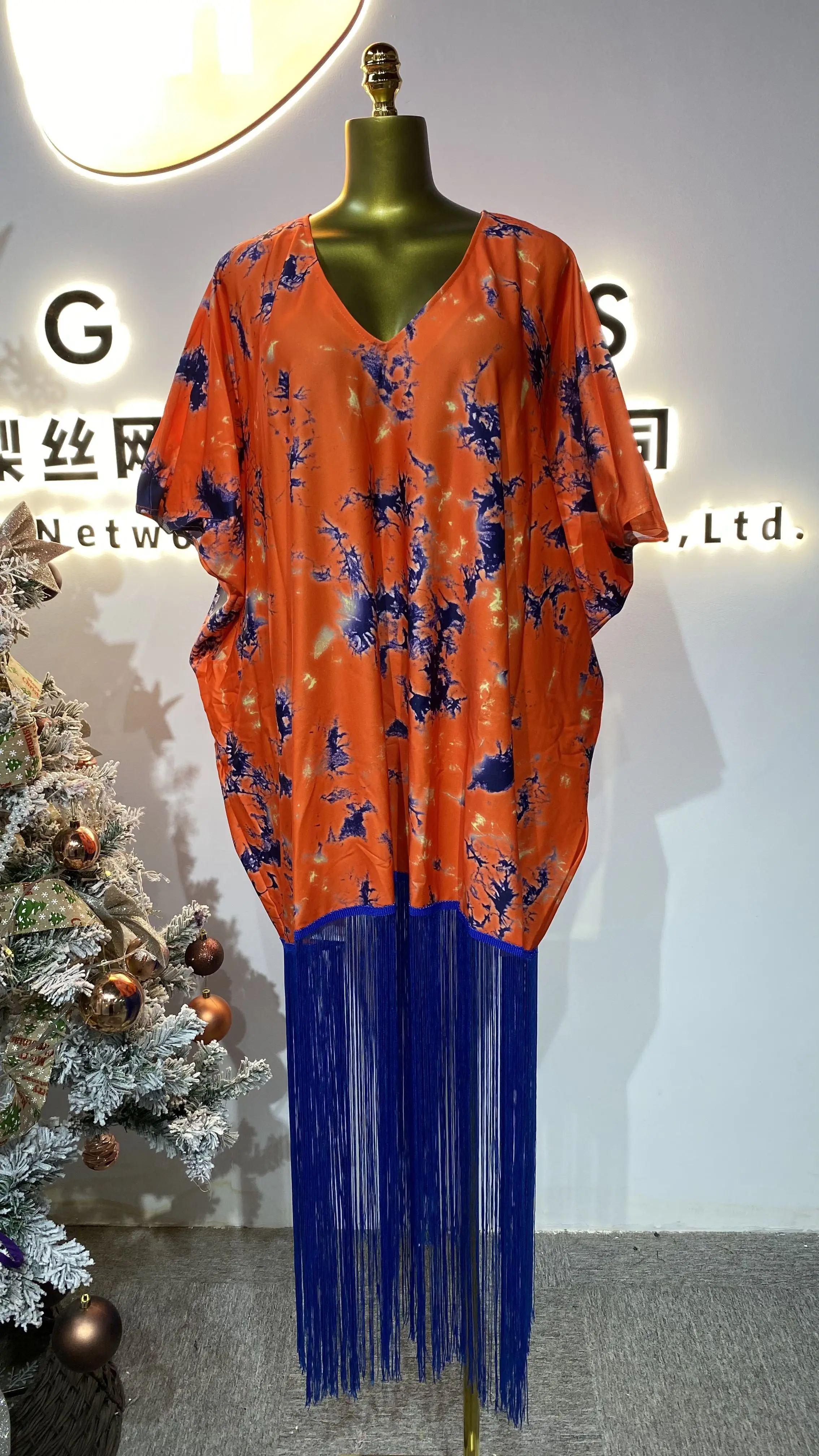 

2025 Spring and Summer New African Hot Sale Super Large Size Long Skirt Holiday Loose Casual Tassel Women's Wear-GZMM174