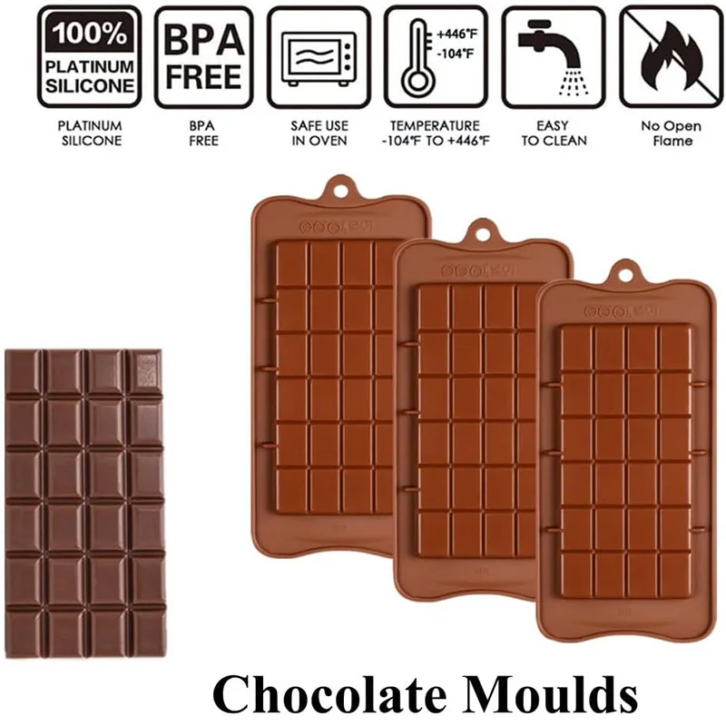 Chocolate Bar Molds Silicone Bars Making Fondant Coffee Mould BPA Free Easy Release Non-Stick for Protein Energy Handmade Gifts