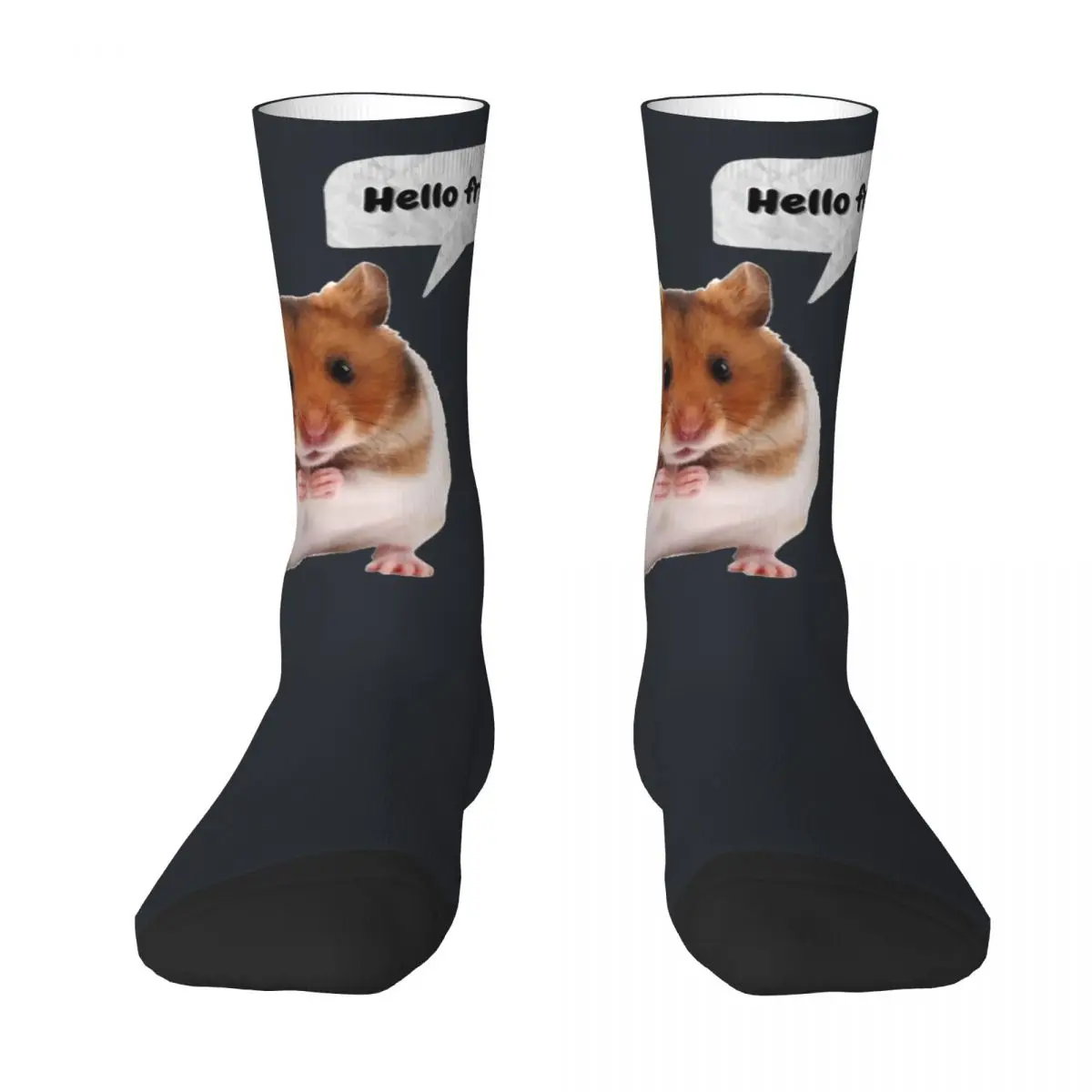 Hamster Hello Socks Gothic Stockings Men Quality Running Sports Socks Autumn Graphic Non-Slip Socks