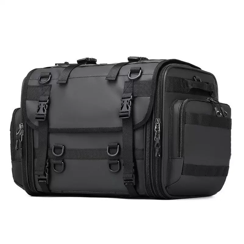 A 40L Large-capacity Waterproof Rear Seat Bag For Motorcycle Travel, And An Expandable Universal Rider Helmet Pack