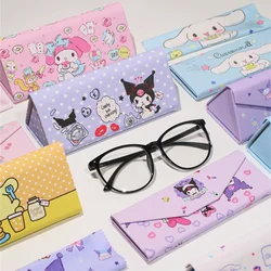 Sanrio Folding Glasses Case Cinnamoroll Kuromi My Melody little twin star Portable Glasses Storage Box Glasses Cloth Kids Gift