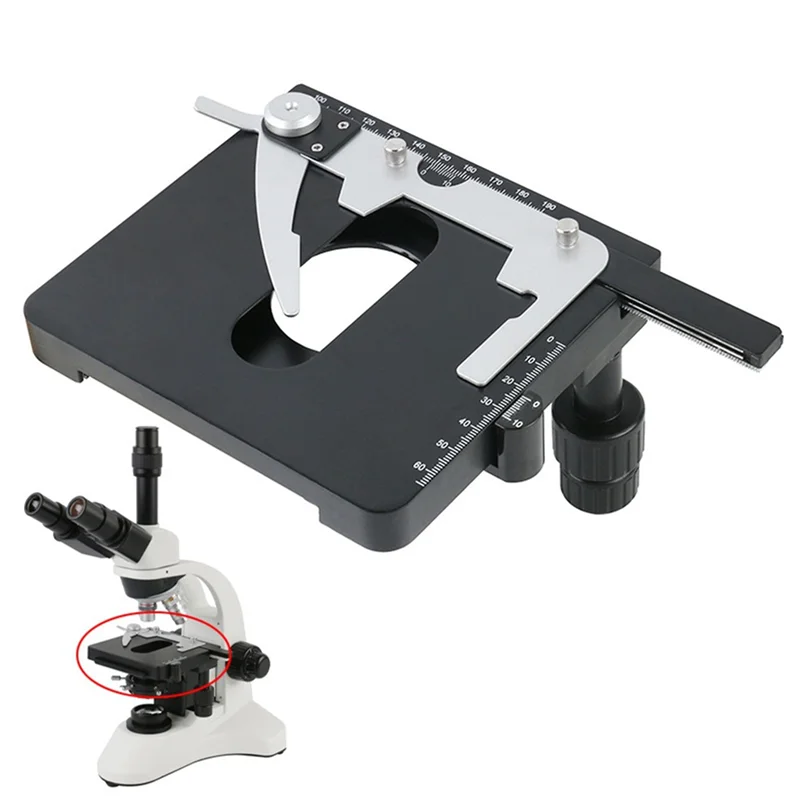 

AED6-XY Axis Metal Mechanical Stage Mobile Platform With Scale For Biological Microscope Slide Specimen Moving Clamp