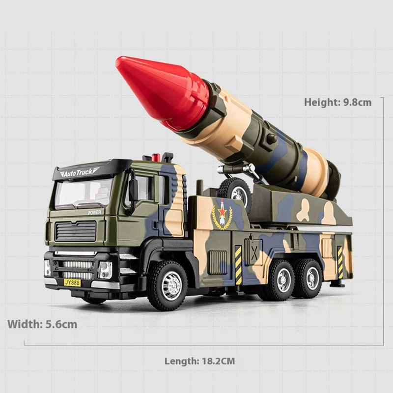 18cm Alloy Missile Launcher Toy Model - Features Sound & Light Effects, Retro Pull-Back Action - Perfect for Children\'s Creative