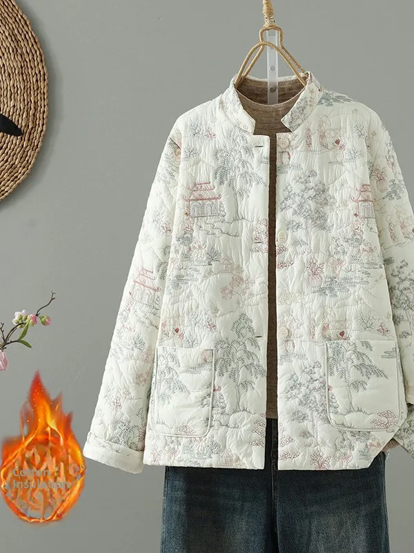Jaet en coton grande taille pour femmes, vêtements d'hiver en coton, nouveau Design de broderie nationale chinoise, vêtements artistiques en coton