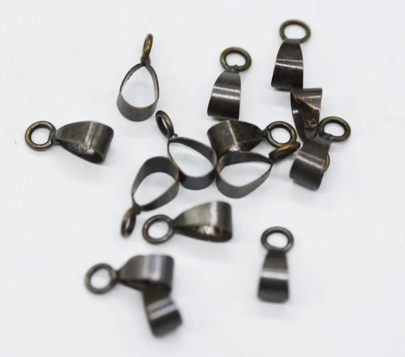 500pcs  14MM Stok Promotion items  Antique Brass Bronze Pinch Clip Pendant Bails