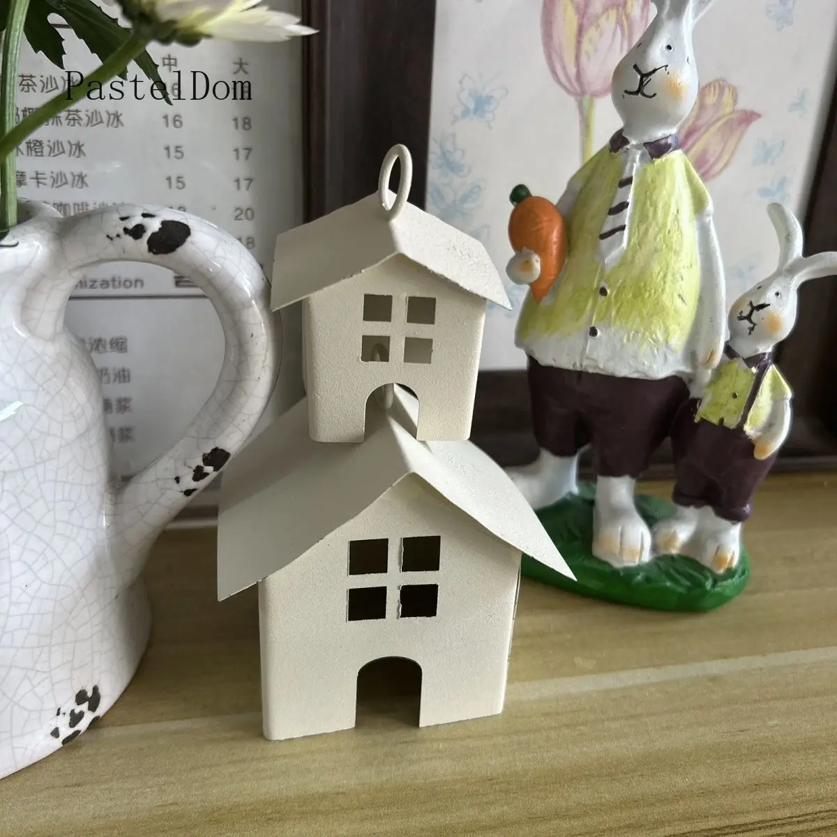 Japanese‑Style Wrought‑Iron Vintage Mini House Ornament, Garden Landscaping Decor for Balcony Outdoor Display
