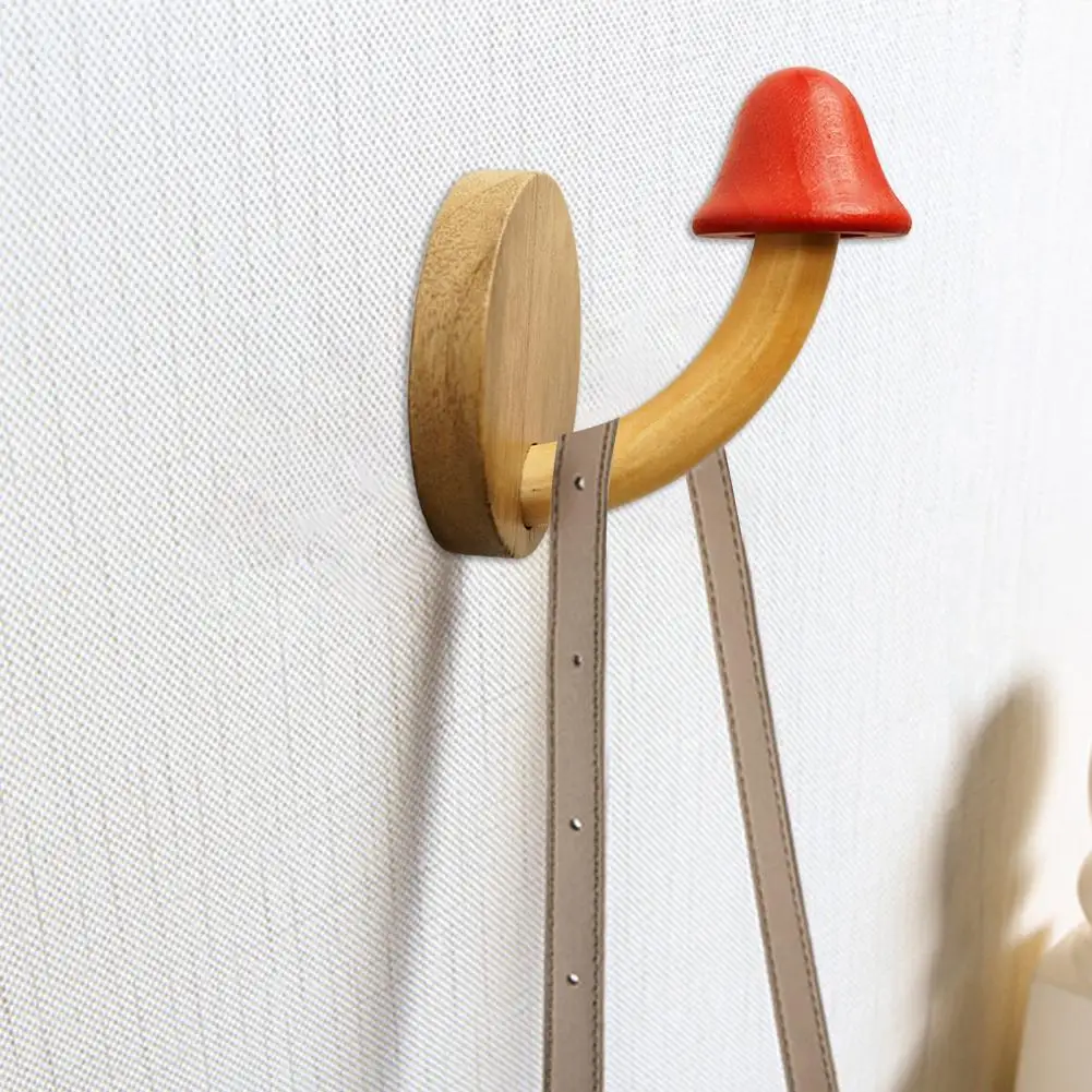 Wooden Coat Hook Decorative Wooden Mushroom Wall Hook for Bags Towels Heavy Duty Multifunctional Hanger for Bathroom for Door