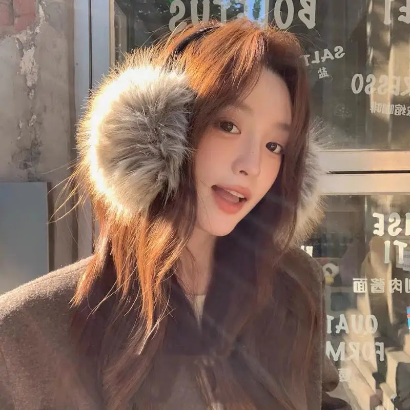 Y2K فو فرو المنك غطاء للأذنين في الهواء الطلق شتاء دافئ سدادات الأذن أفخم الباردة حماية الرياح واقية غطاء للأذن فتاة القوطية أفخم غطاء للأذنين #3