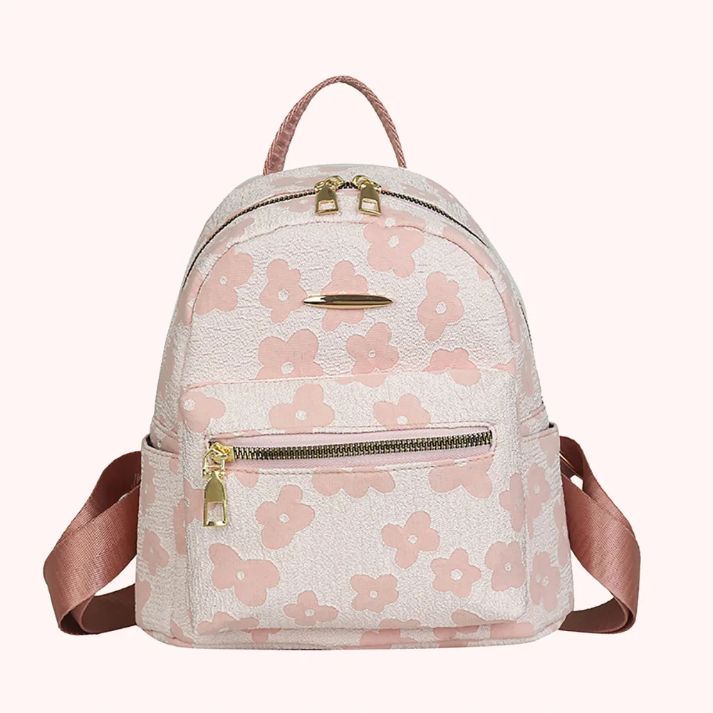 Fashion Flower Print Pure Small Backpack for Girls Casual Soft Canvas School Bag