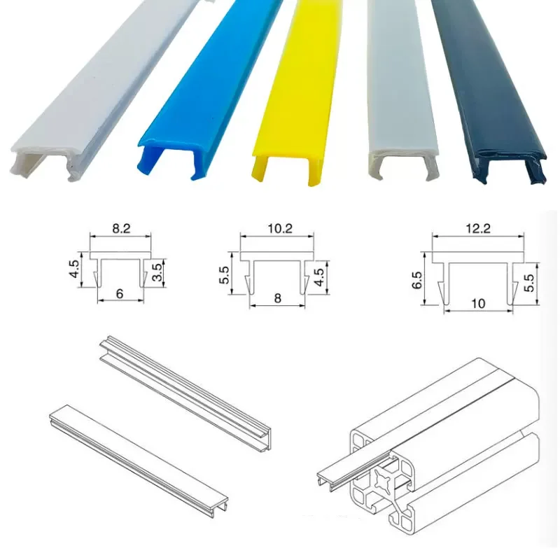 6Mm/8Mm/10Mm Flat Sealing Strip For 20/30/40/45 Series Aluminum Profile Groove Dustproof And Anti-Collision Cover Decorative Bar