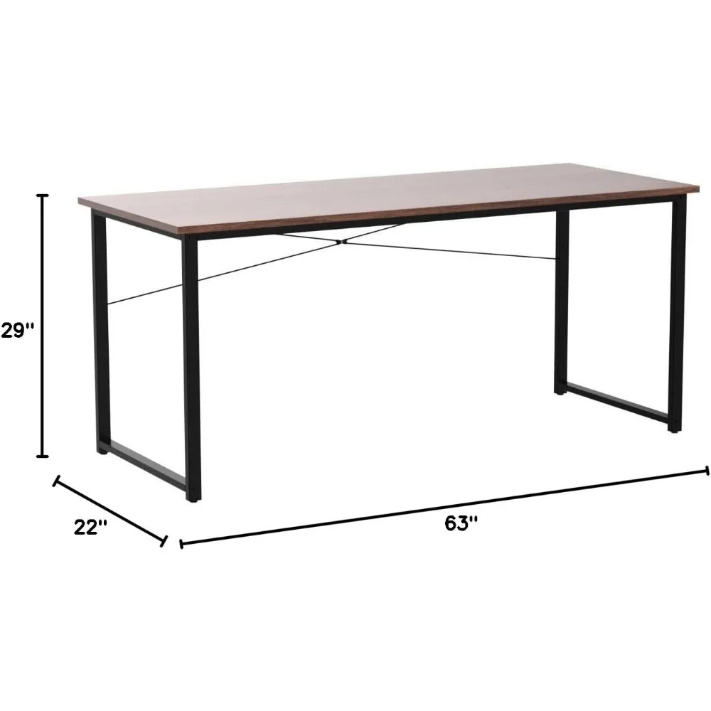 63 Inch Computer Desk, Modern Simple Style Desk for Home Office, Study Student Writing Desk,Deep Brown