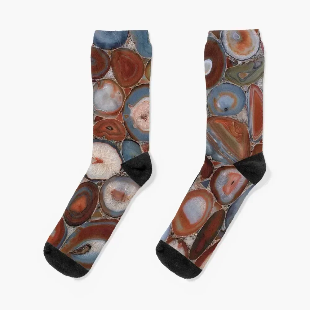 

Red Agate Geode Gemstone Socks snow halloween sheer Socks Women Men's
