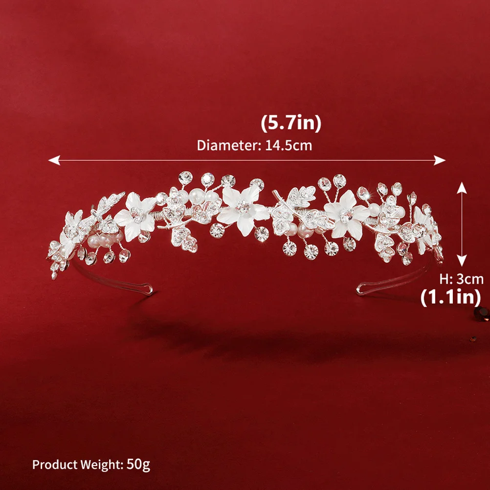 

1Pc Fashionable Crystal Handmade Pearl Hair Accessories Elegant Flower Headwear For Anniversary And Festival Gifts Silver