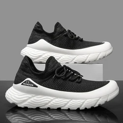 Sneakers Men Fashion Casual Walking Flying Woven Shoes Mesh Men Shoes Breathable Slip on Mens Loafers Casual Mesh