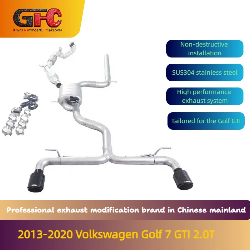 For the 2013-2020 Volkswagen Golf 7 GTI 2.0T Catback SUS304 exhaust system , 200 cell catalytic pipe、 valve muffler and tips