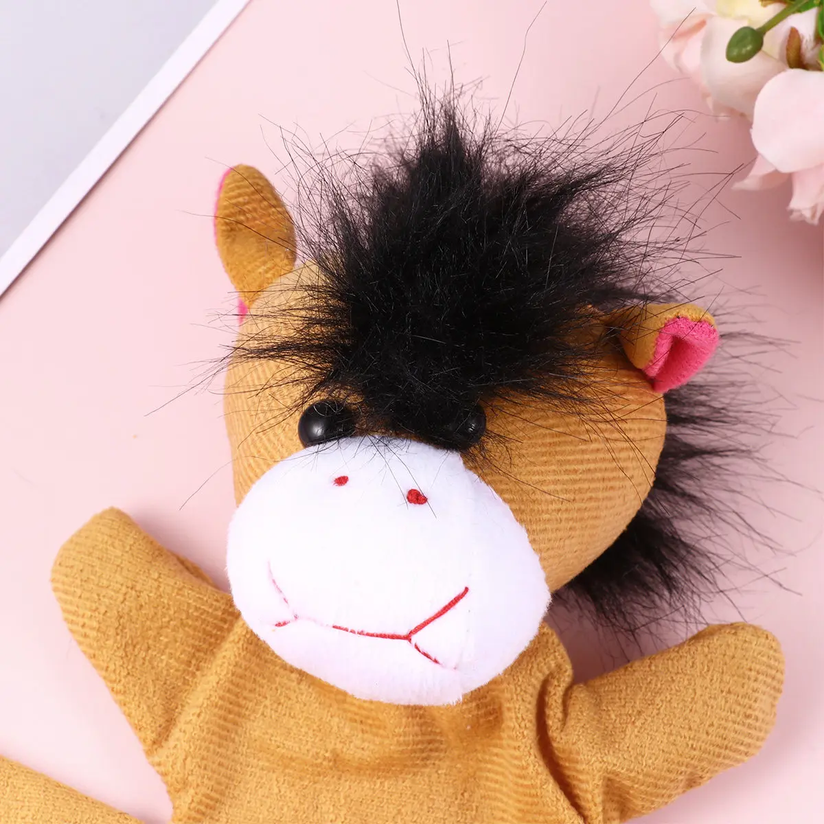 

1Pcs 20Cm Animal Shape Hand Puppet Five Finger Glove for Kids Storytelling Educational Role Play Performance Prop Horse Design