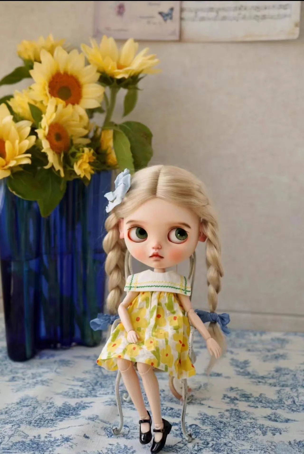 فستان الدوبامين الصيفي الأصلي من القطن الخالص المطبوع من Blythe مقاس 1/6 30 سم (مناسب لـ azone، Pullip، Ob22/24/26، Licca)