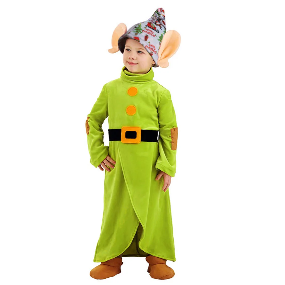 In stock new CKids Dopey cosplay seven or eight dwarfs boys and girls jumpsuit hat set Halloween carnival costume set hot sellin