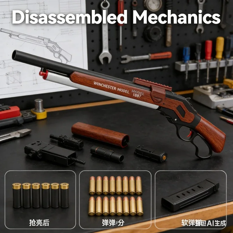 M1887 Winchester Throwing Shell Toy Gun Soft Bullet Airsoft Launcher Outdoor Sports CS Game Weapon Pistola Weapon for Boys Gift