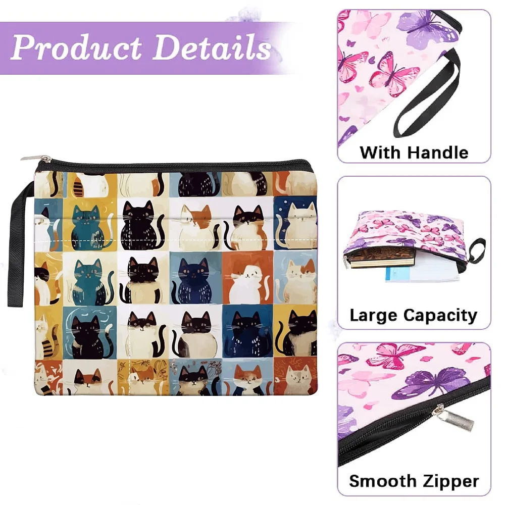 1pc Polyester Book Cover Notebook Wraps Rectangle Cat Shape 290x240mm