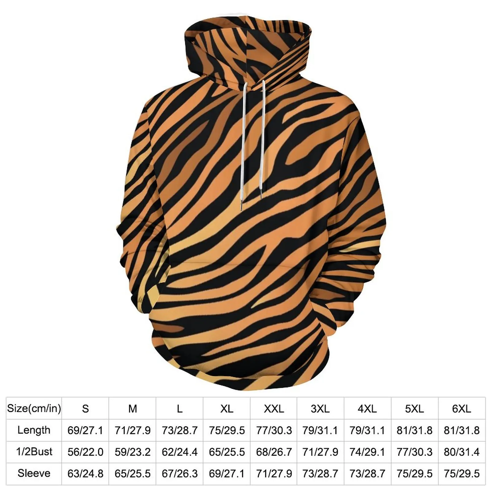 Tiger Print Hoodies Wild Animal Stripes Hip Hop Casual Pullover Hoodie Long Sleeve Y2k Graphic Sweatshirts Birthday Gift