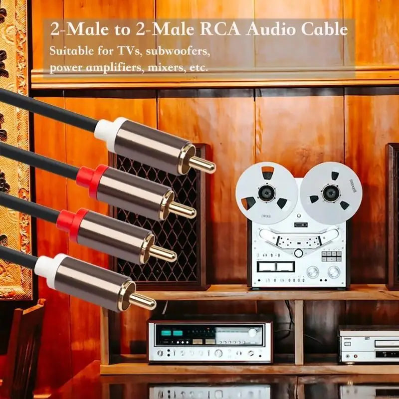 

H37B 2RCA Male to Male Stereo AUX Cable with Gold Plated Connectors for Home Theater HDTV Amplifiers HiFi System