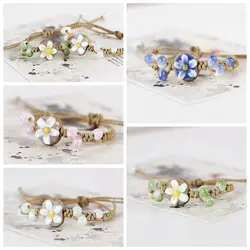Forest Series Plant Hand-kneaded Ceramic Adjustable Bracelet for Women Gift Jewelry