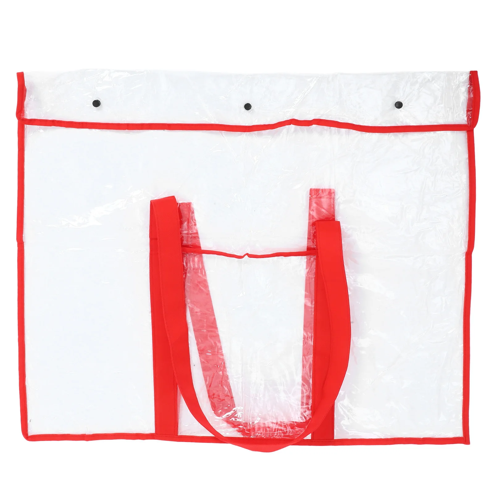 Large Capacity Red Pvc Transparent Art Storage Bag For Posters Documents Handle Portfolio Folder Bulletin Board Organizer