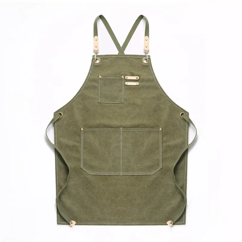 Sturdy Canvas Work Apron Multiscene Protective Apron for Coffee Shop Salon Restaurant Bar