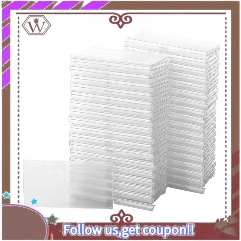 ABBG-70PC 8X4.2Cm أصحاب التسمية البلاستيكية الشفافة لرف الأسلاك سعر التجزئة تسمية سلة تسميات كليب على تسميات لصناديق التخزين