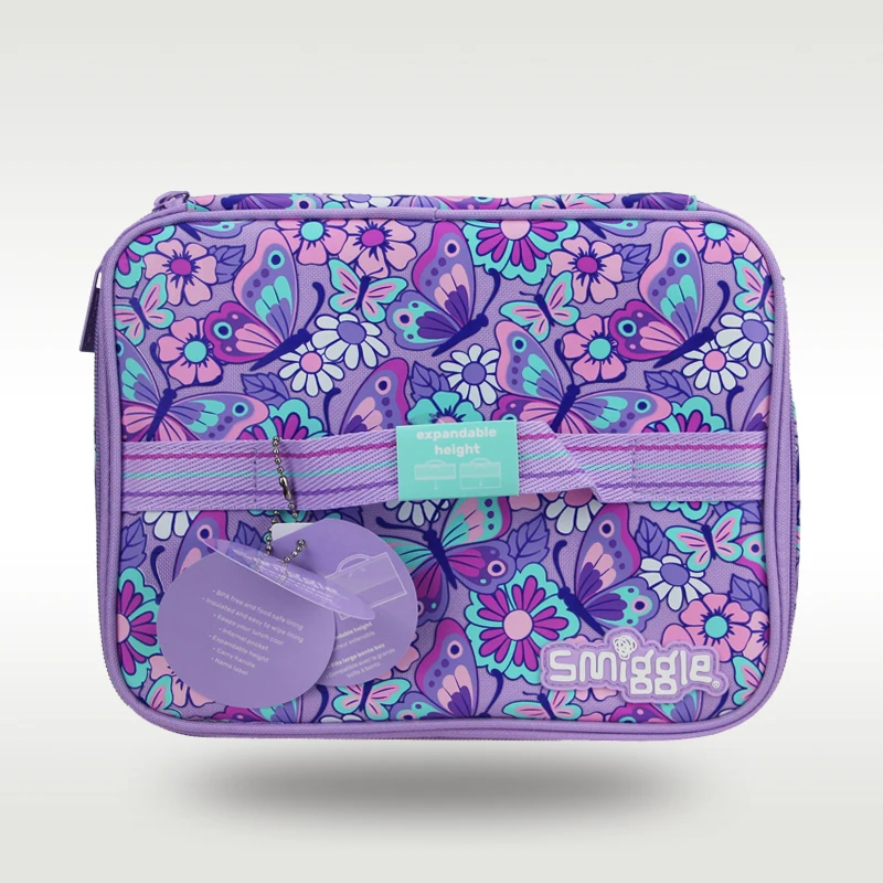 

Australia Smiggle hot-selling original children's lunch bag girl handbag purple butterfly unicorn outdoor thermal insulation bag