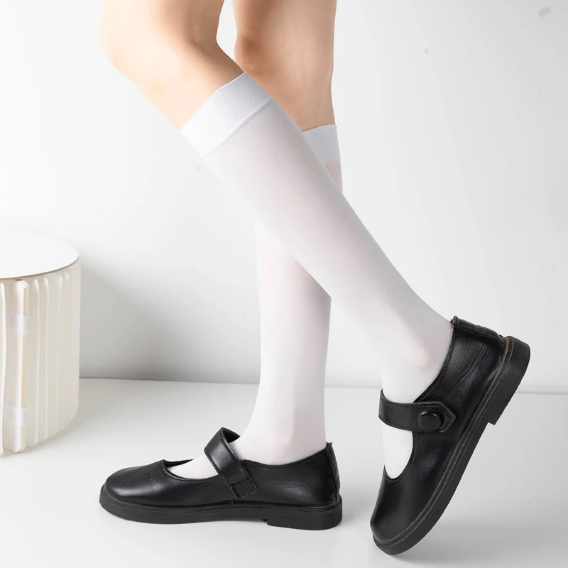 Sexy Black White Velvet Soild Long Socks Women Summer Thin Anti Hooking Wire High Calf Stockings Ladies Girls Socks Wholesale