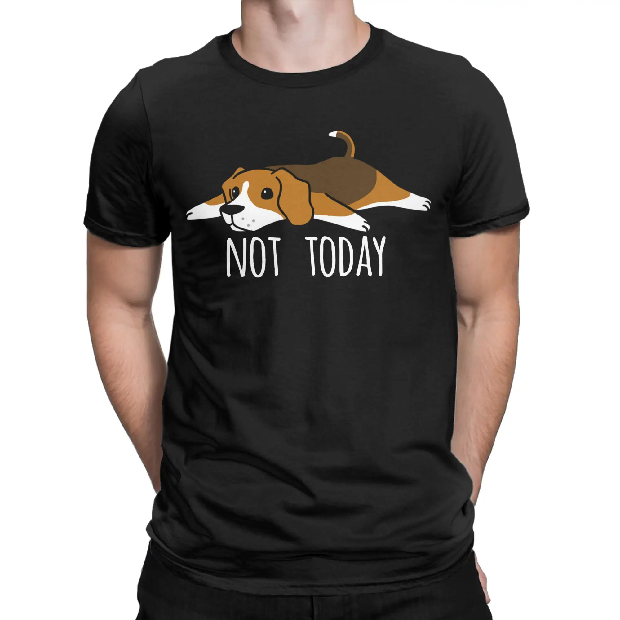 Men Funny Not Today Beagle Dog T Shirts  100% Cotton Clothing Vintage Short Sleeve Round Neck Tee Shirt 4XL 5XL 6XL T-Shirts