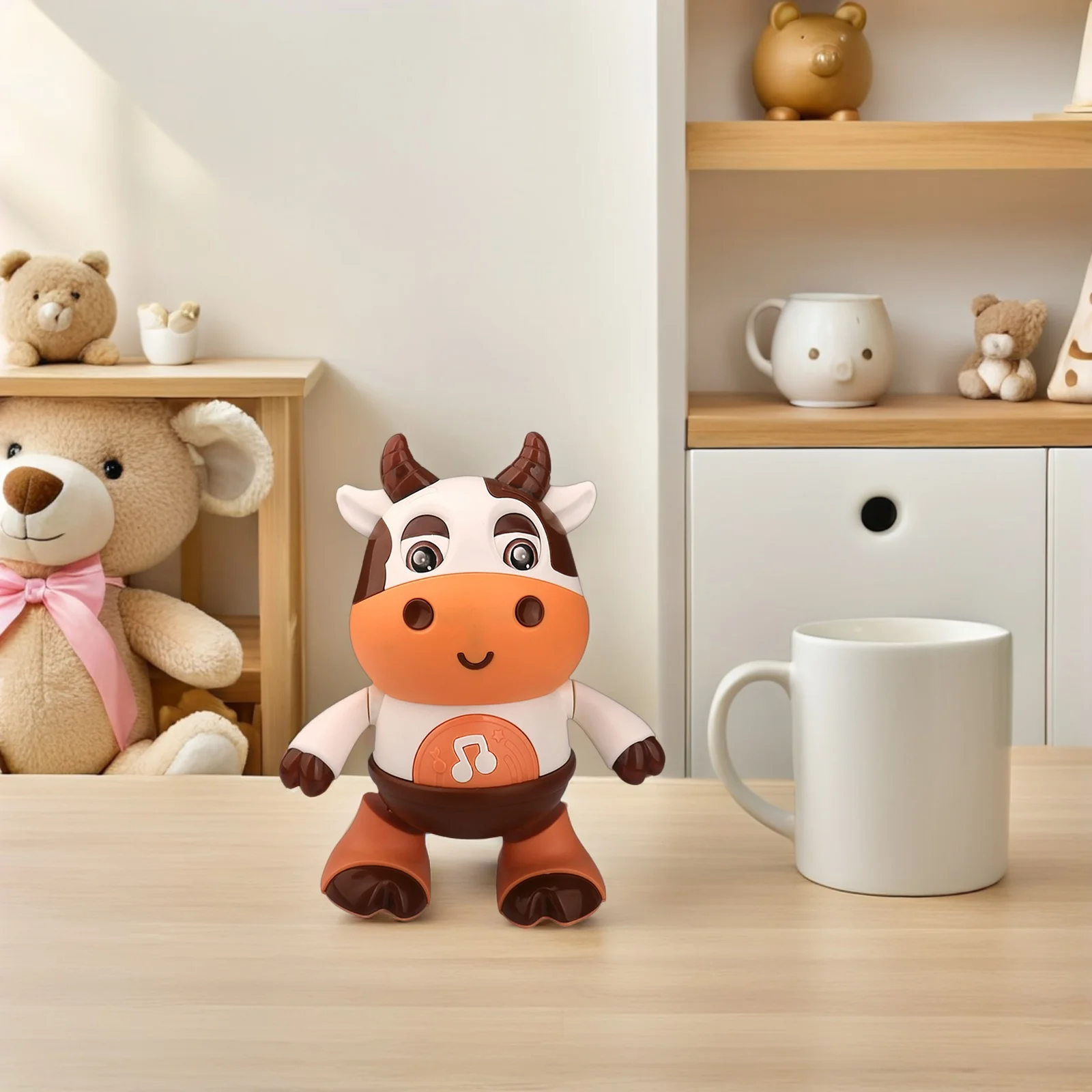 

Music Lighting Cow Toys Musical Plastic Preschool Learning Kids Crawling Plaything Electric Animal Walking Toy Swing Calf Model