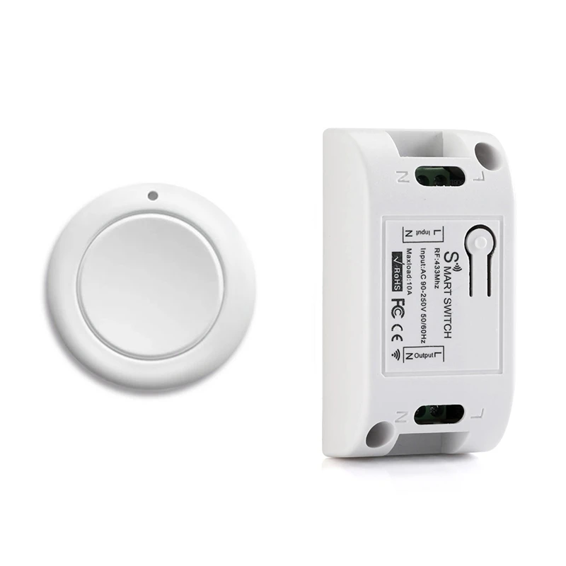 

A15R-Smart Home Беспроводной выключатель света RF 433 МГц Пульт дистанционного управления AC 110 В 220 В Приемник Кнопочный переключатель потолочного светильника для спальни