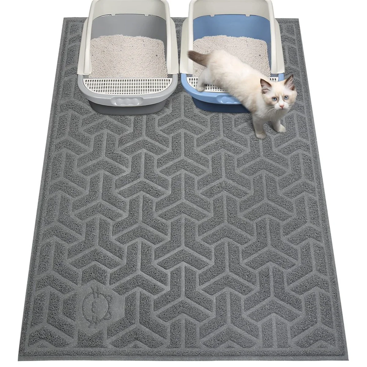 Cat Litter Mat, Litter Trapping Mat Soft on Kitty Paws,Large Litter Box Mat 35 X 24inch Scatter Control for Cat Litter