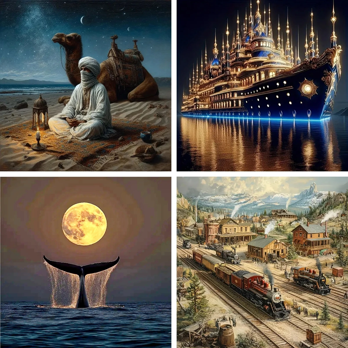 

5D Diamond Art Painting Arabian Desert Scene Mosaic Embroidery Cross Stitch Kit Cruise Ship Full Round Rhinestone Diy Decor Gift
