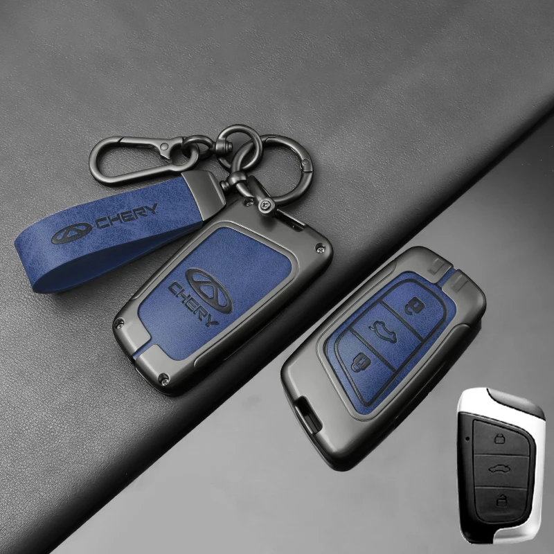 Tpu+Alloy Car Key Case Cover Fob Shell Accessorie For Chery ARRIZO7 E3 E5 A3 A5 Tiggo 2 3 5 3X Fulwin2 Eastar Arrizo M7 Keychain