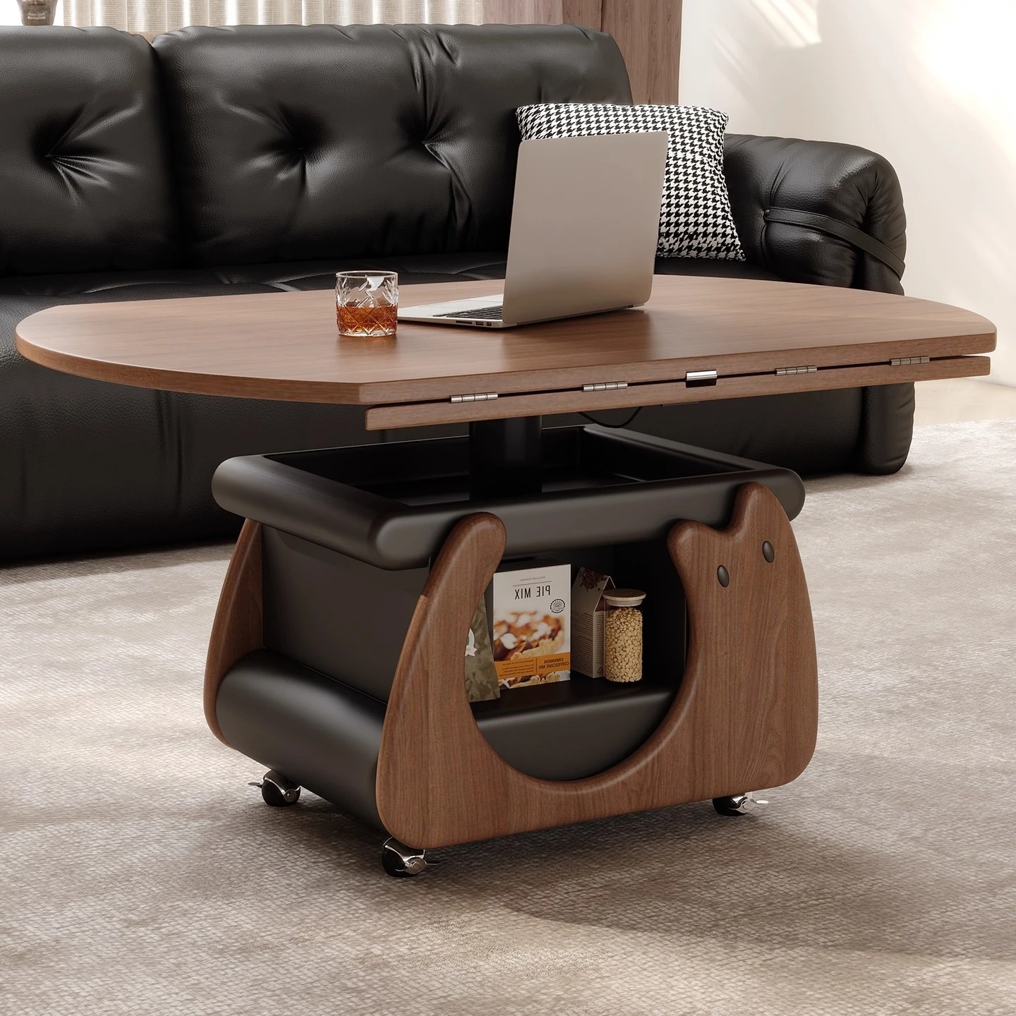Lifting coffee table dining table dual-purpose two-in-one 2026 new solid wood home living room movable folding lifting coffee