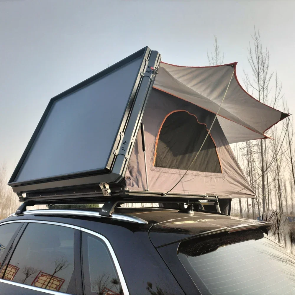 Camping Aluminum 1-2 Person Car Rooftop Triangle Clamshell Hard Shell Top Roof Tent Gazebo