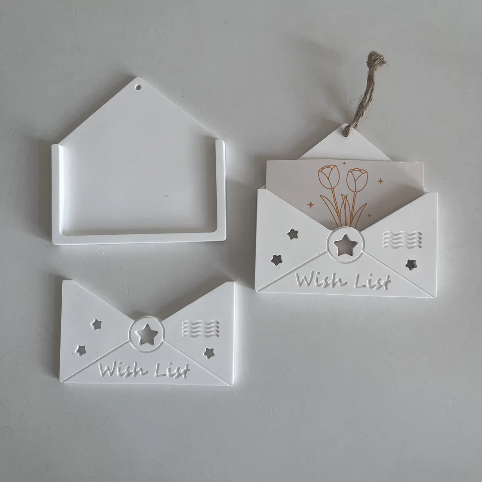 Wish Sign Envelope Silicone Mold Envelope Pendant Ornament With Hole Casting Molds Wishing Sign Hanging Tag Pendant Mould