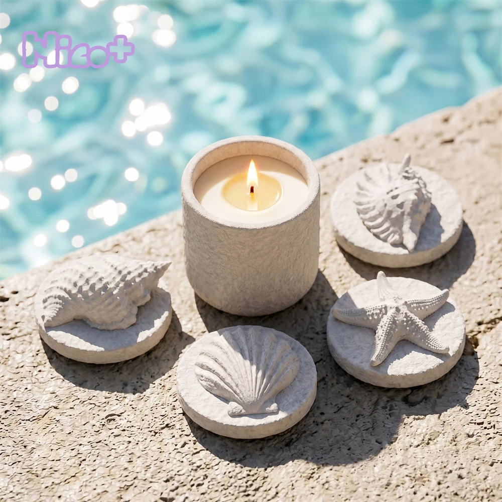 Moule en silicone Azulmostaza x BN La Isla Bonita Ibiza Shell Set pour pot à bougie, moule en béton pour récipient à bougie, moule en plâtre
