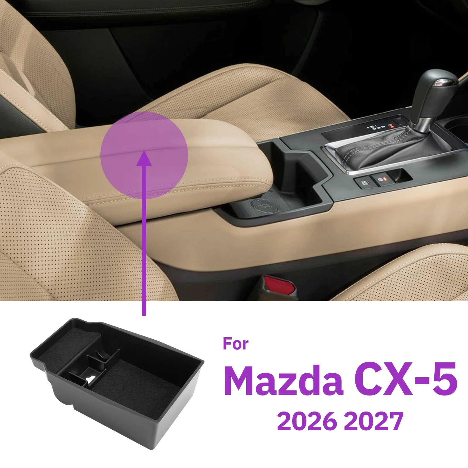Image of Für Mazda CX-5 2026 2027 Armlehnen-Aufbewahrungsbox, obere Ablage, Trennwand, weiche Silikonauflage, Aufbewahrungsmodifikation, Stauraum-Erweiterung für CX-5