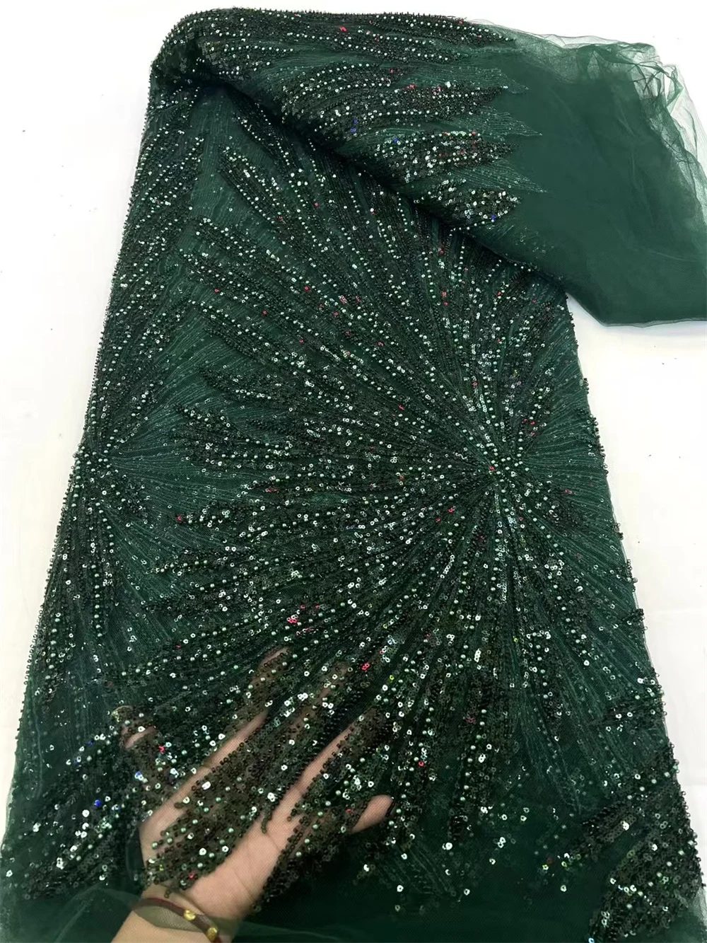 Black African Beaded Lace Net Fabric for Sewing, Nigerian Wedding Material, Luxury Sequin Beads, High Quality, 5 Yards, 2025