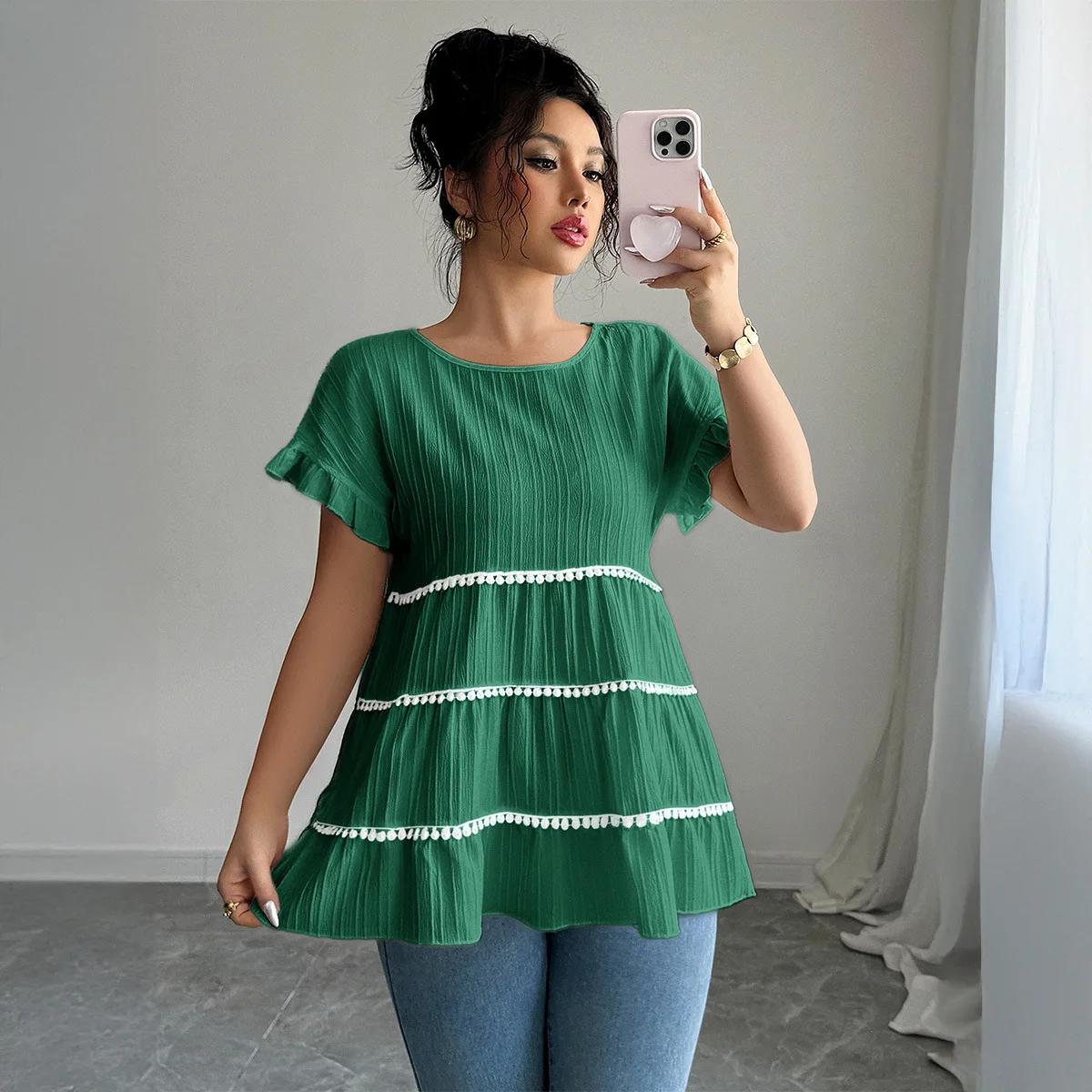 Simple And Stylish Ruffled Short-sleeve Women's T-shirt, Women's Clothing, Spring/summer 2026 Birthday Dress Beach Vestidos