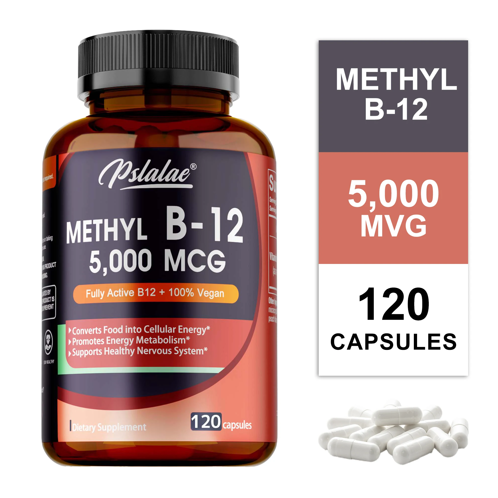 

Vitamin B12 5000 MCG - Blood Cell Production, Boost Natural Energy, Benefits Brain & Heart Function, Improve Memory