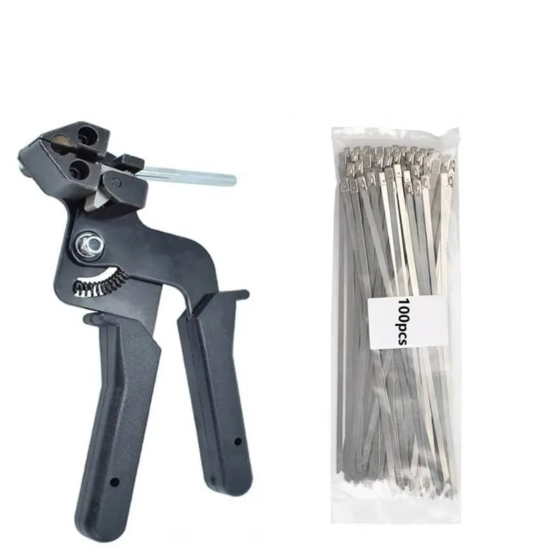 Stainless Steel Cable Ties and Metal Tie Wrap tools pliers Fastening Strap Cutter Tool Automatic Zip Wrap Locking Ties Bundling