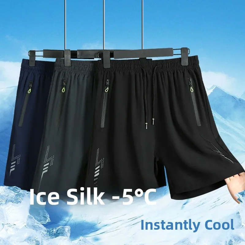 

Ice Silk Men's orts Summer Thin Loose Large Size Casual Sports Qui Dry Five-Quarter Beach Running Fitn Leisure Pants